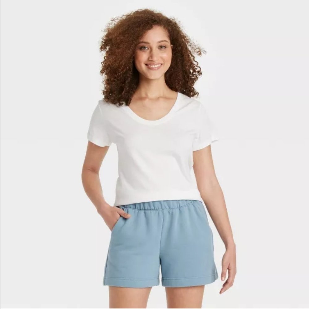 Women's Short Sleeve Slim Fit Scoop Neck T-Shirt - A New Day™ White Size XXL NWT